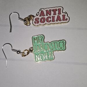 Quirky Pink and Green Earrings